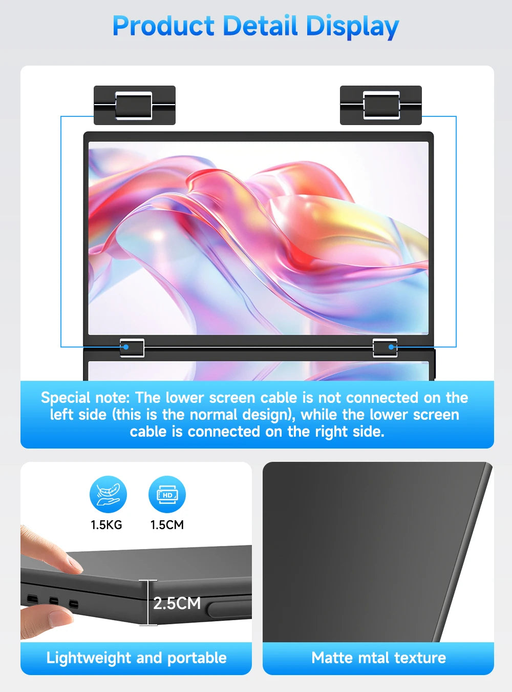 EVICIV 15.6" Dual Portable Monitor 1080P FHD With 360° Flip External Computer Display For PC Laptop Mac Phone Xbox PS4/5 Switch - Limetastore