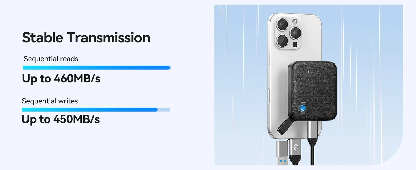 ORICO Portable External Solid State Drive External Hard Drive USB 3.2 Gen2 SSD for iPhone 15/Pro Windows Mac Lightweight