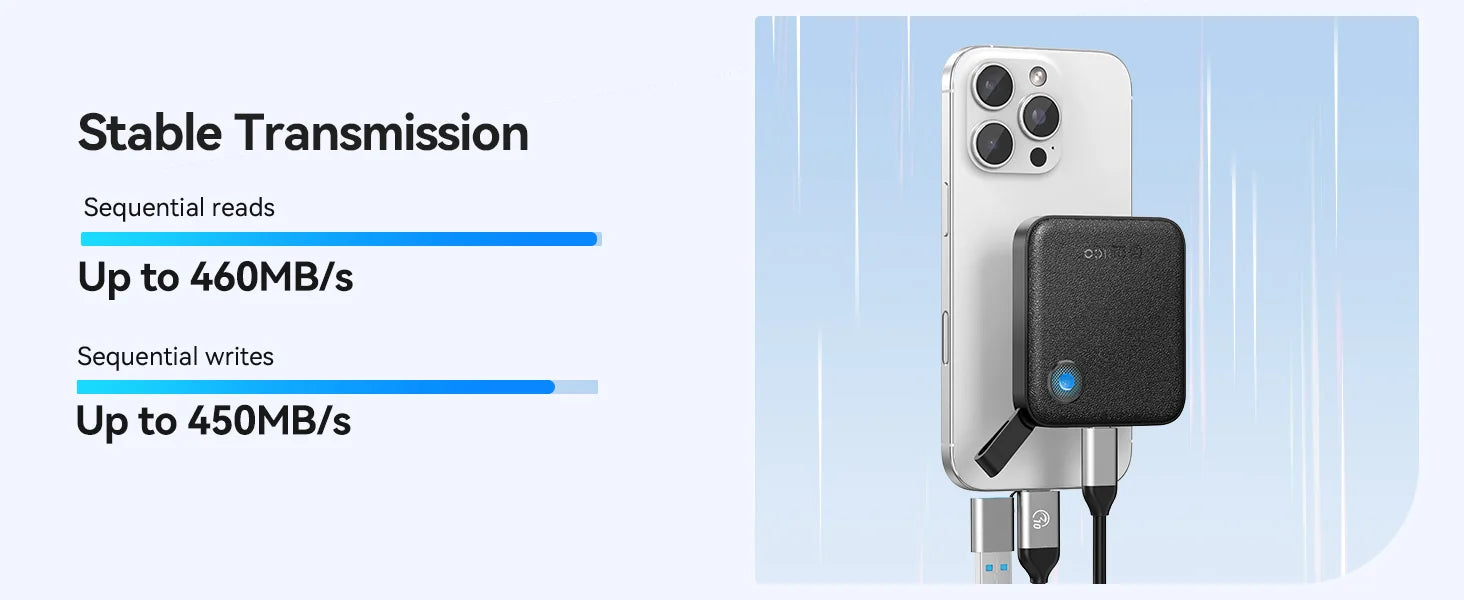ORICO Portable External Solid State Drive External Hard Drive USB 3.2 Gen2 SSD for iPhone 15/Pro Windows Mac Lightweight