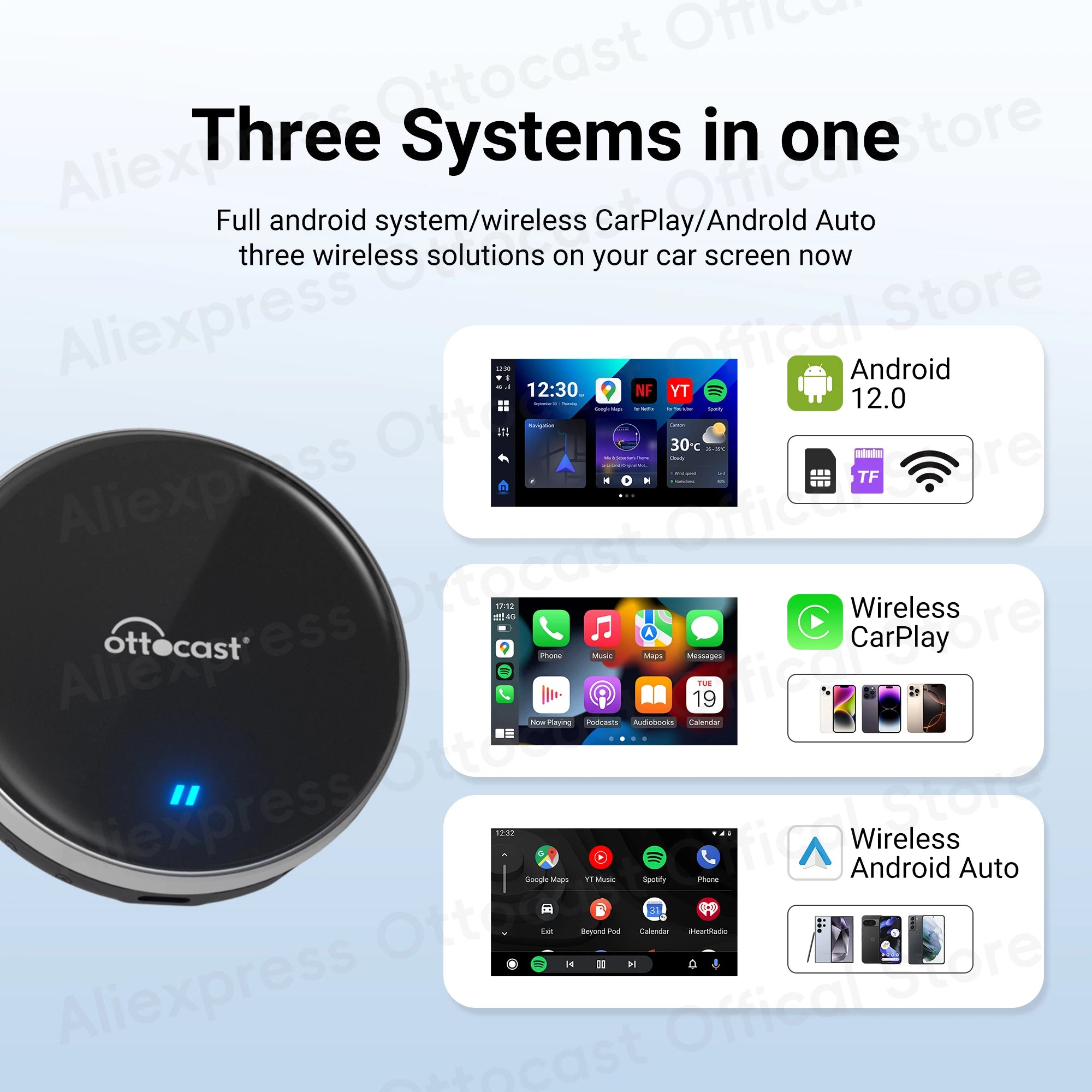 OTTOCAST P3 Lite OttoAiBox Brezžični CarPlay Android AI Box