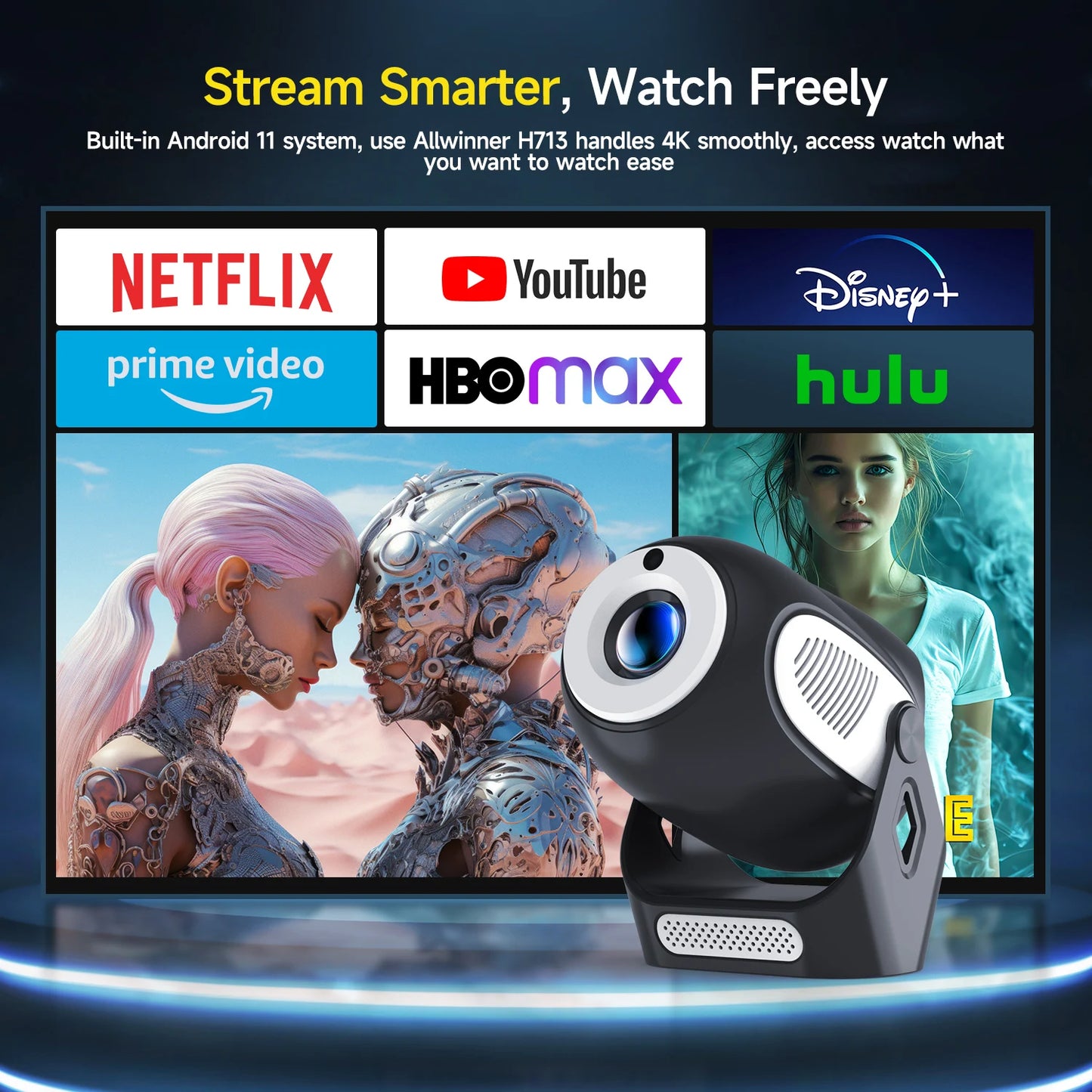 Magcubic HY300X Smart Projector | Electric Focus & WiFi 6 | 300 ANSI Android 11