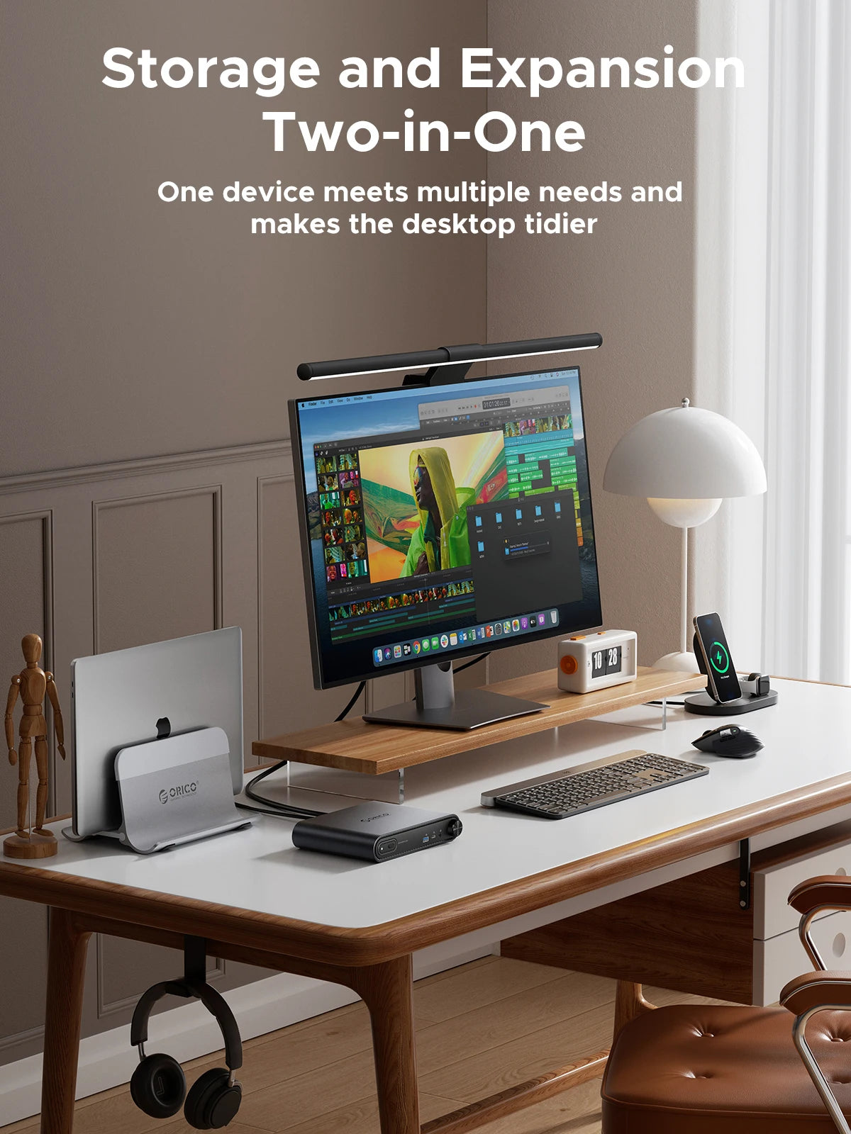 ORICO 10-v-1 USB-C priklopna postaja z ohišjem za M.2 NVMe/SATA SSD, 4K60Hz HDMI, PD100W