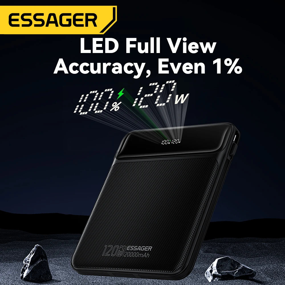 Essager 100W 20000mAh Power Bank – prenosna zunanja baterija s hitrim polnjenjem PD