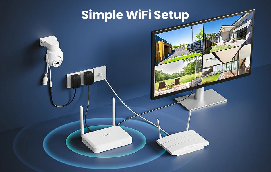Varnostni kameri sistem ZOSI 3K Wi-Fi 6 – 8-kanalni 4K WiFi NVR s 5MP Pan-Tilt kamerami s samodejnim sledenjem
