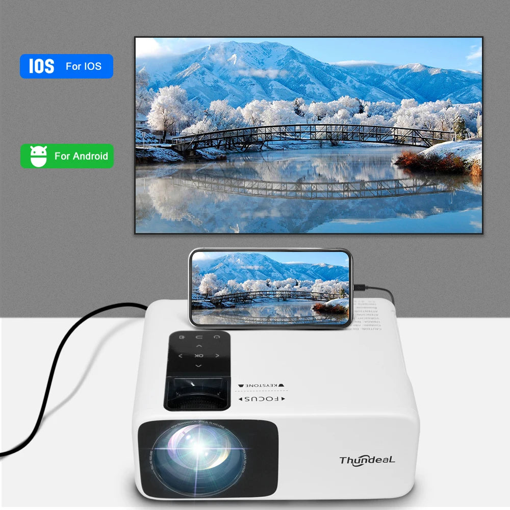 ThundeaL TD93 Pro Full HD Projector – Native 1080P, 4K Support, Ultra-Bright Portable WiFi