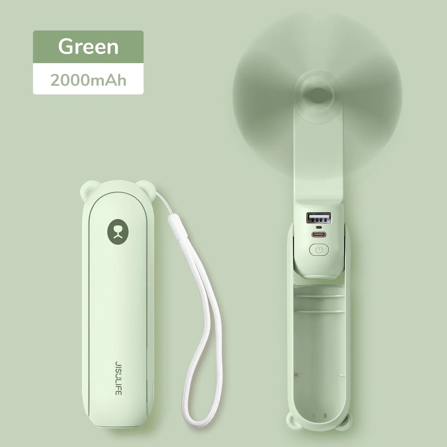 JISULIFE prenosni mini ročni ventilator – 4500 mAh, USB, polnljiv, tih žepni ventilator