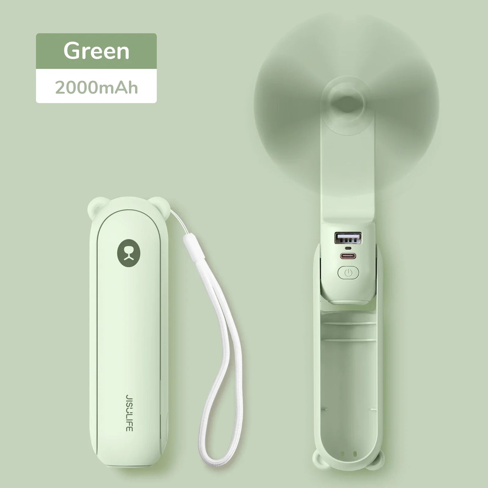 JISULIFE prenosni mini ročni ventilator – 4500 mAh, USB, polnljiv, tih žepni ventilator
