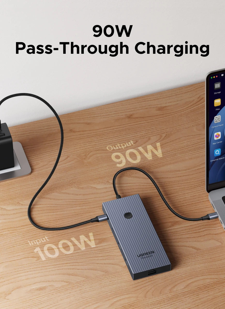 UGREEN 10Gbps USB-C zvezdišče s HDMI 4K60Hz, gigabitnim RJ45, PD100W, SD/TF in USB-A/C priključki