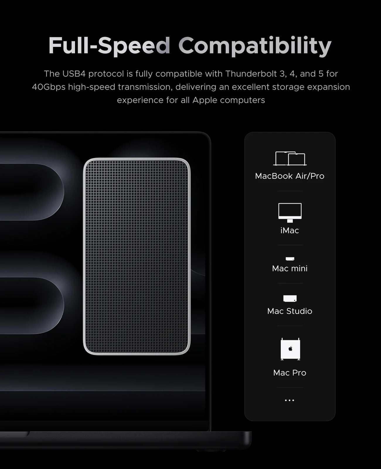 ORICO 40Gbps USB4 Portable NVMe 40Gbps Ultra Fast External SSD Drive PCIe4.0 NVME Up to 3800MB/s Compatible Thunderbolt 3/4