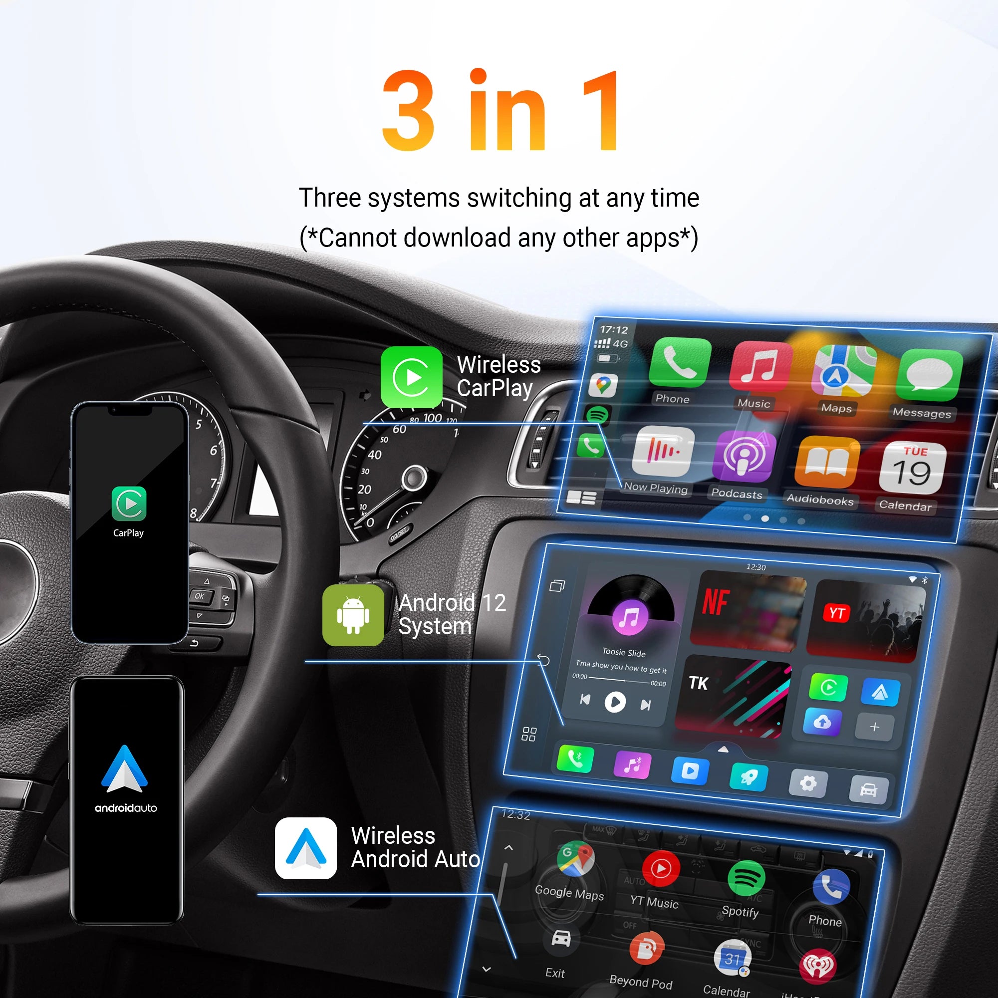 OTTOCAST Play2Video Pro Wireless CarPlay & Video AI Box