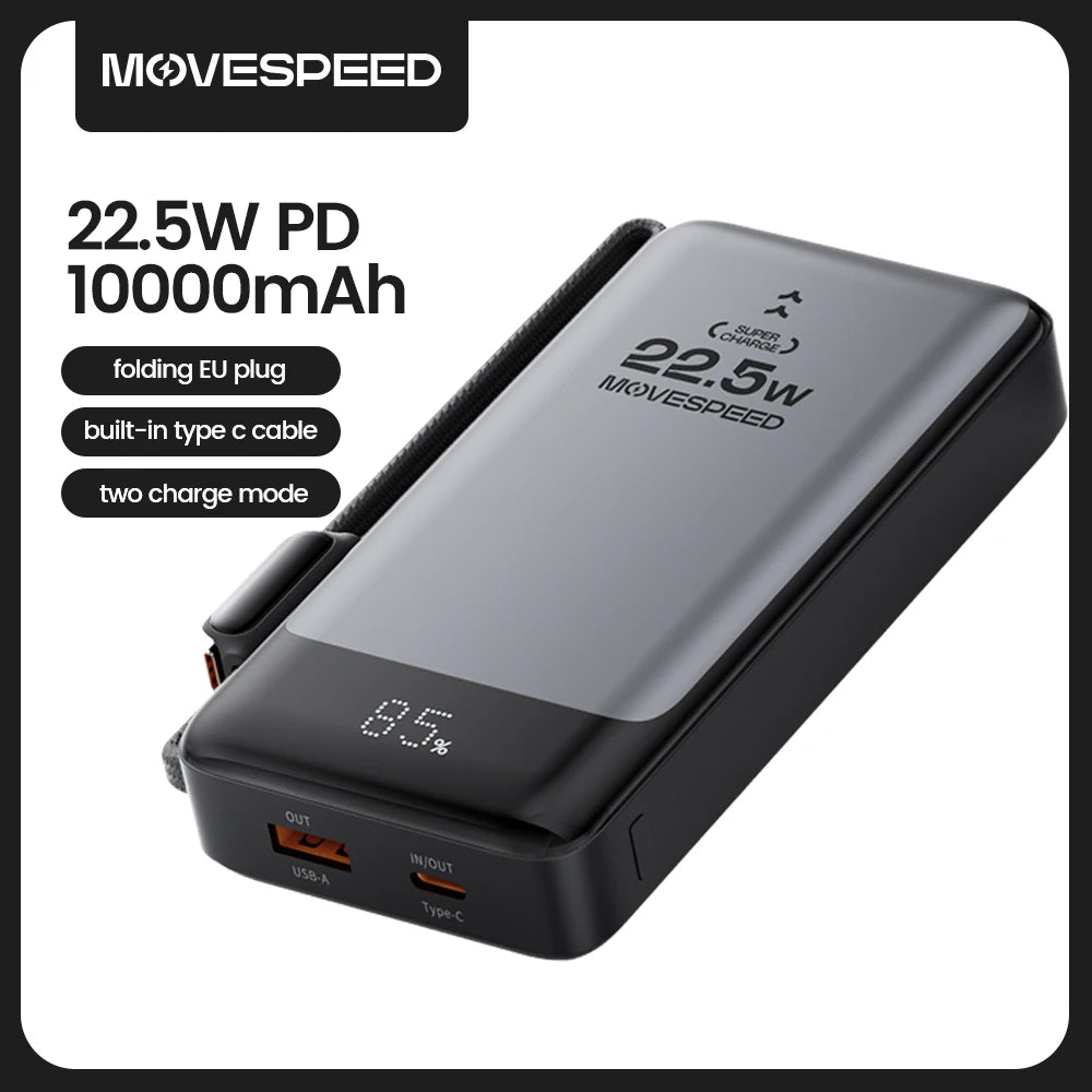 MOVESPEED MSP17 prenosna baterija (power bank) 10000mAh 2-v-1 z zložljivim EU vtičem