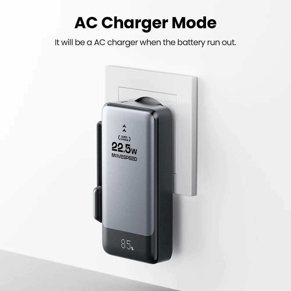 MOVESPEED MSP17 prenosna baterija (power bank) 10000mAh 2-v-1 z zložljivim EU vtičem