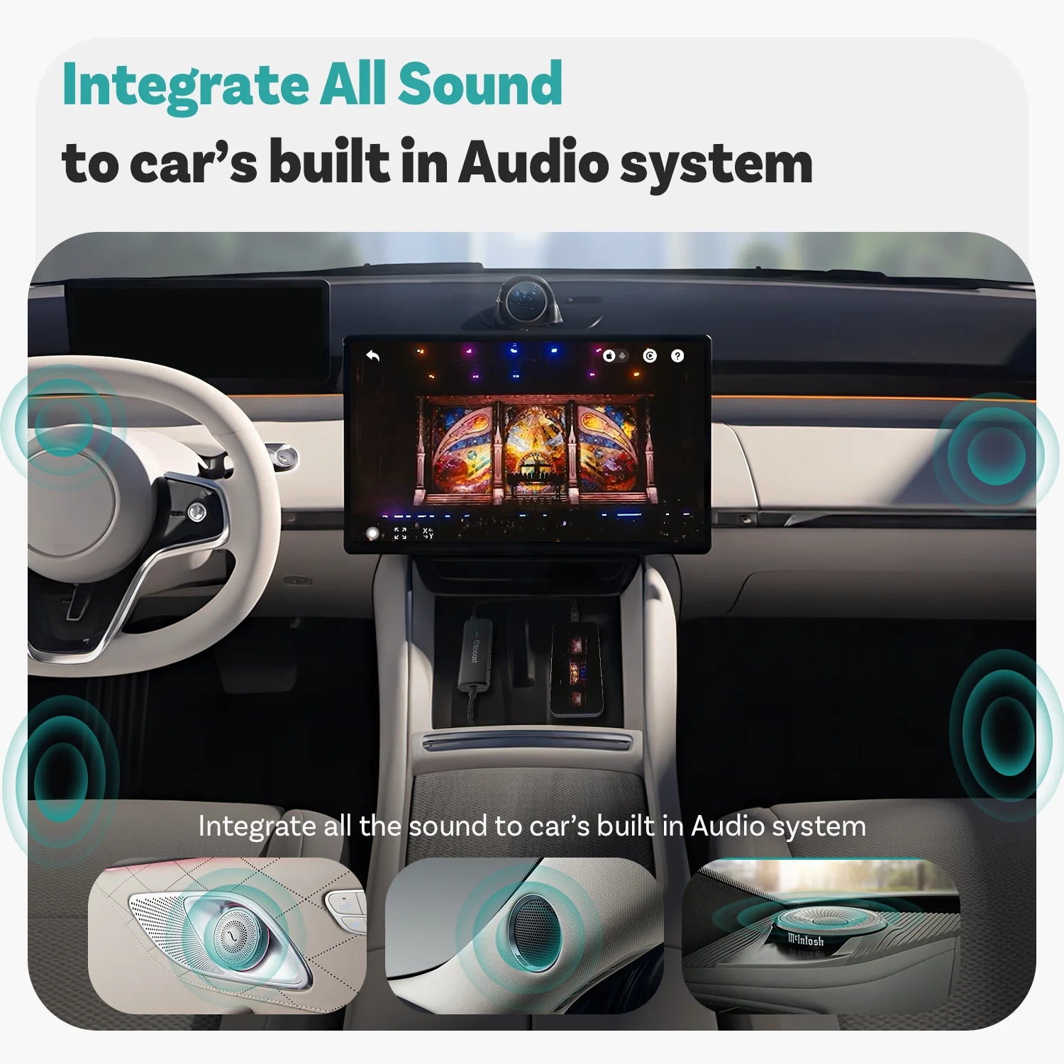 OTTOCAST Mirror Touch Bi‑Mirroring & Wireless CarPlay Adapter