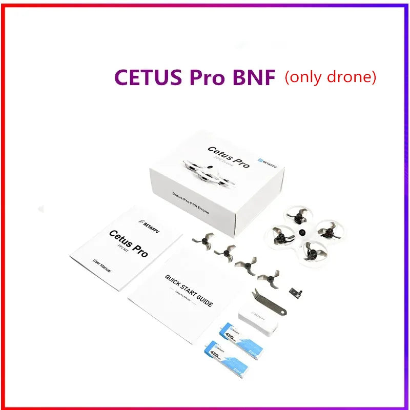 BETAFPV Cetus Pro FPV Kit with Brushless Motors VR02 Goggles Literadio2 SE Transmitter BT2.0 450mah 1S Battery