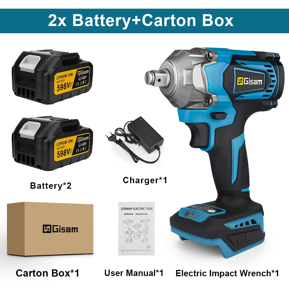 Gisam 1200N.m brezkrtačni udarni vijačnik 1/2" za Makita 18V