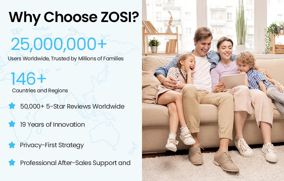 Varnostni kamerov sistem ZOSI 2K Wi-Fi 6 8-kanalni – 12'' LCD-zaslon, 3MP notranje/zunanje vtične WiFi kamere