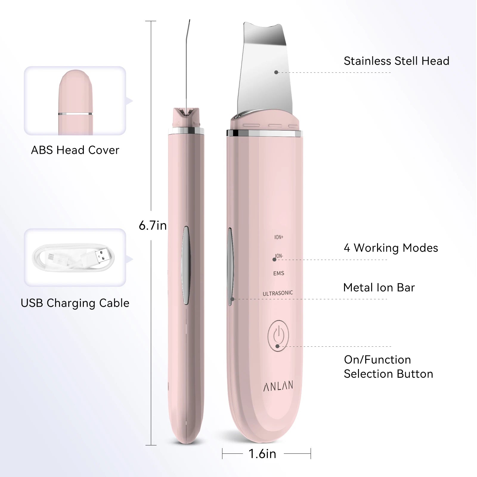 ANLAN Ultrasonic Skin Scrubber | Deep Cleaning, Peeling, EMS Lifting, Facial Shovel