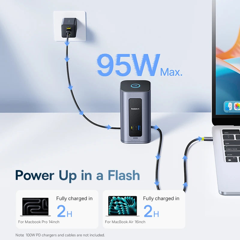 Bazna postaja Baseus 12-v-1 USB-C HUB | DisplayPort + HDMI 4K@60Hz MST, USB 3.2, RJ45, PD 100W