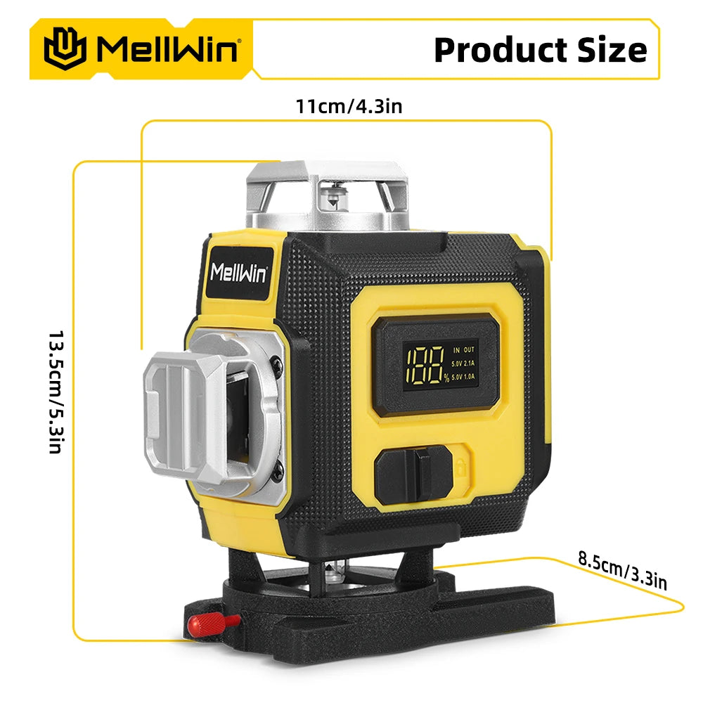 MELLWIN 16 Lines Laser Level APP Remote Control Selfleveling 360 Horizontal & Vertical Laser level With 6Ah Big Li-ion Battery - Limetastore