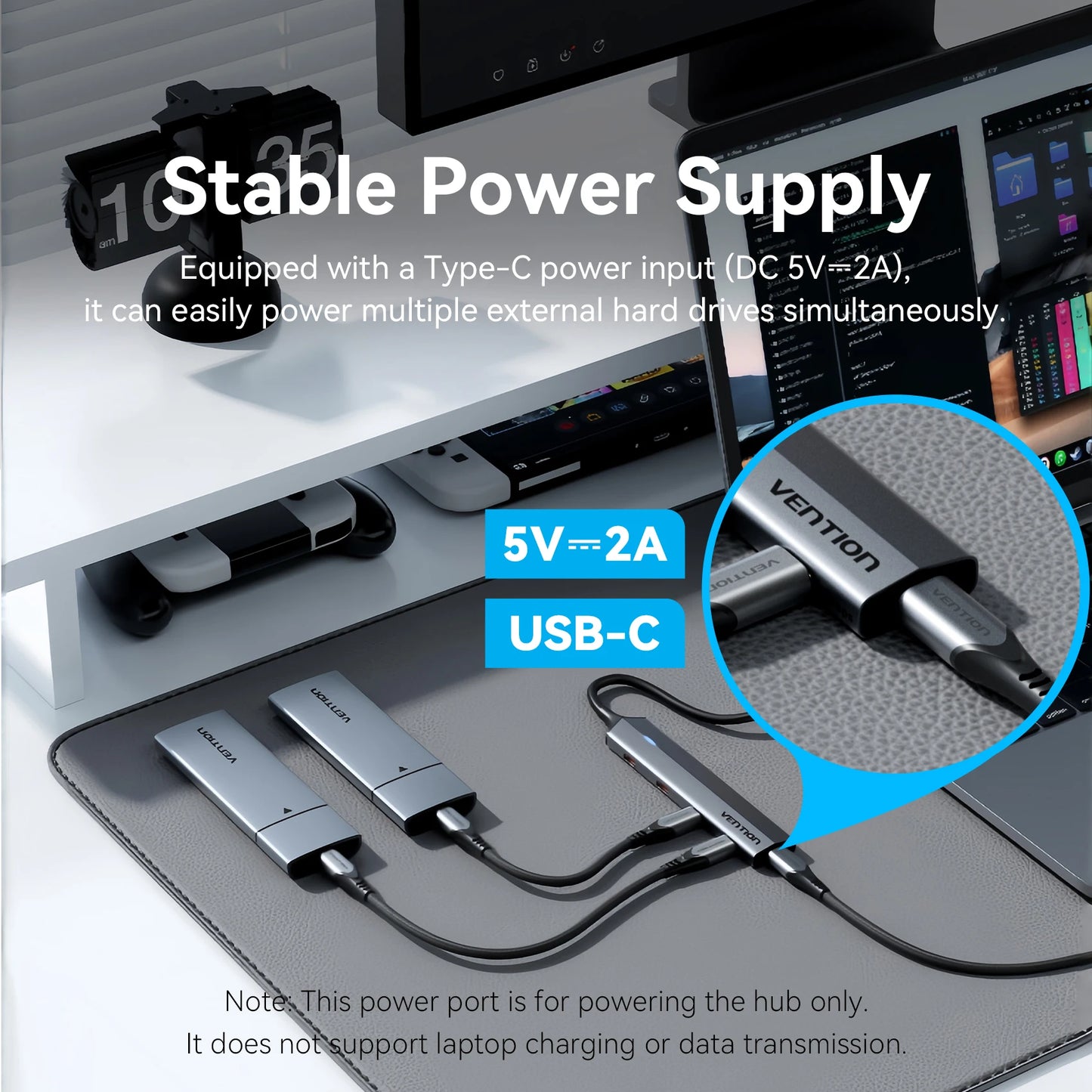 Vention USB‑C 3.2 Gen2 Hub | 4× USB‑C 10Gbps Aluminum Alloy Splitter