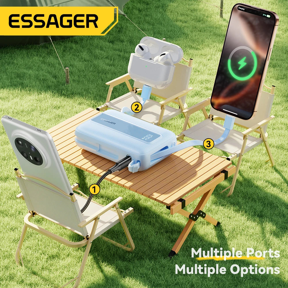 ESSAGER Mini prenosna baterija 20000mAh s kabli 22.5W PD