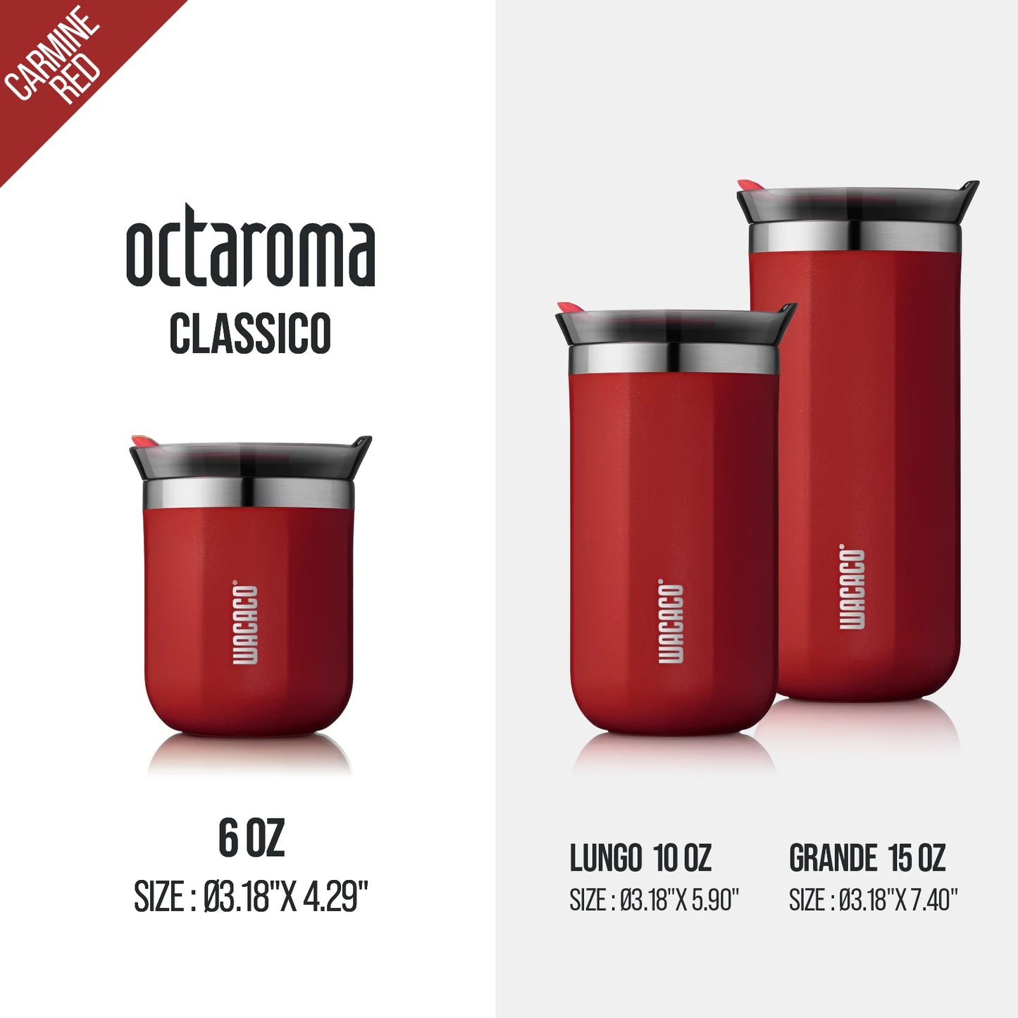 Wacaco Octaroma vakuumska izolirana skodelica za kavo – dvostenska potovalna termovka iz nerjavečega jekla z nepropustnim pokrovom, 180 ml / 300 ml / 450 ml termo skodelica