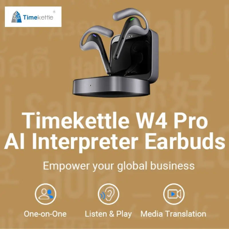 Brezžične slušalke Timekettle W4 Pro AI Translator, dvosmerni prevajalnik za 40 jezikov