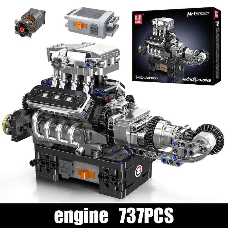 Mould King 10206 Motorized MCL Sport Car V8 Engine Building Set - Limetastore