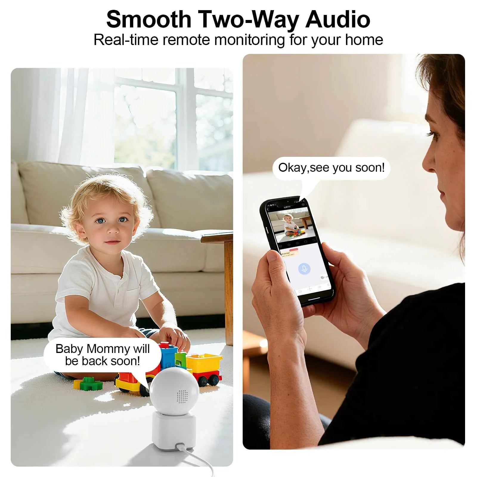 ARCCTV 4MP WiFi Surveillance Baby Monitor Camera HD Two Way Talk IR Night Vision Security PTZ Camera 360° View Auto Tracking - Limetastore