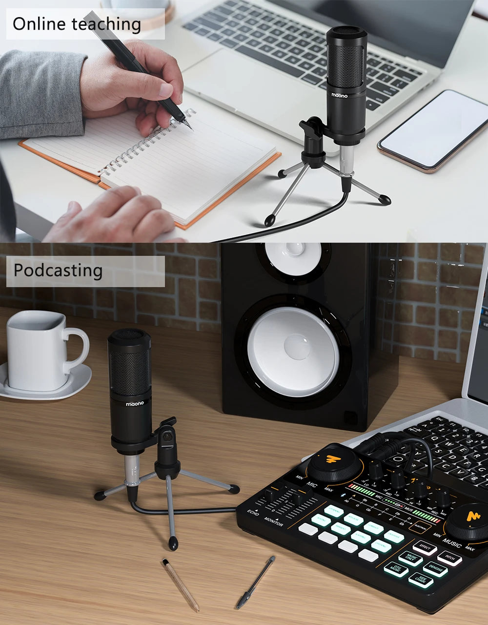 Maono PM360TR – 3.5mm Condenser Podcast Microphone | Desktop Mic for PC, Laptop, Phone, Sound Cards, YouTube, Gaming & Recording