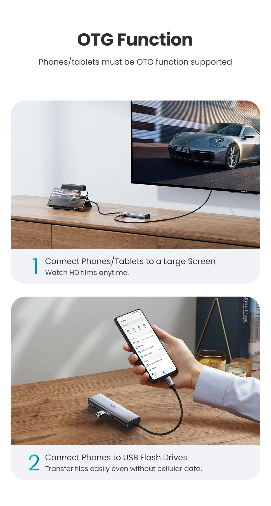 UGREEN 7-v-1 USB-C Hub s 4K60Hz HDMI, bralnikoma kartic SD/TF, USB 3.0 5Gbps, PD100W – Večvratni