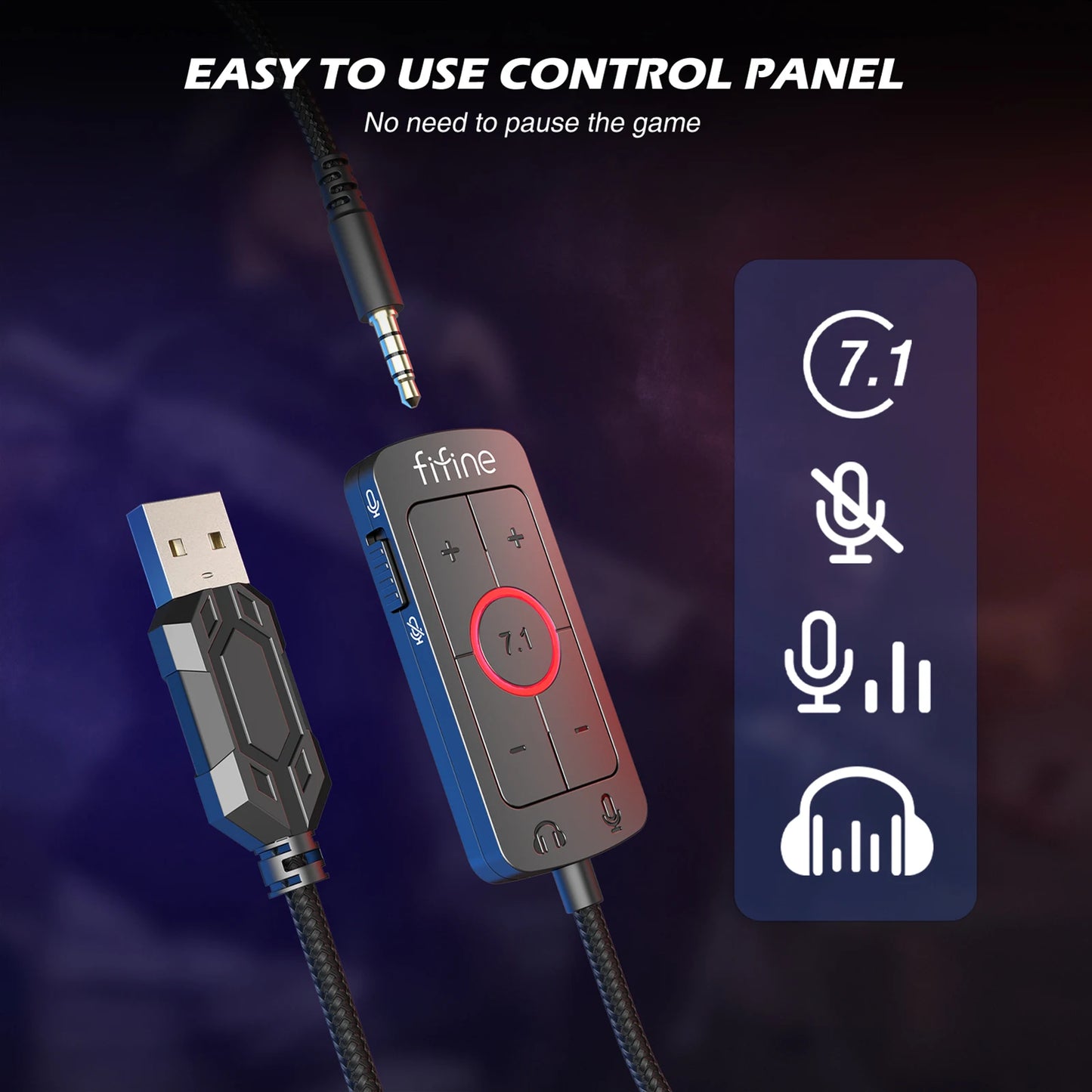 FIFINE H9 USB/3.5mm Gaming Headset | 7.1 Surround Sound & Pro Mic