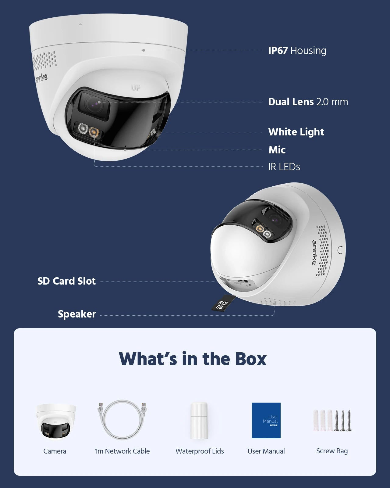 ANNKE 4K 8MP panoramski dvojni objektiv PoE sistem | 8-kanalni NVR, 180° pogled, IR nočni vid, 6MP kamere