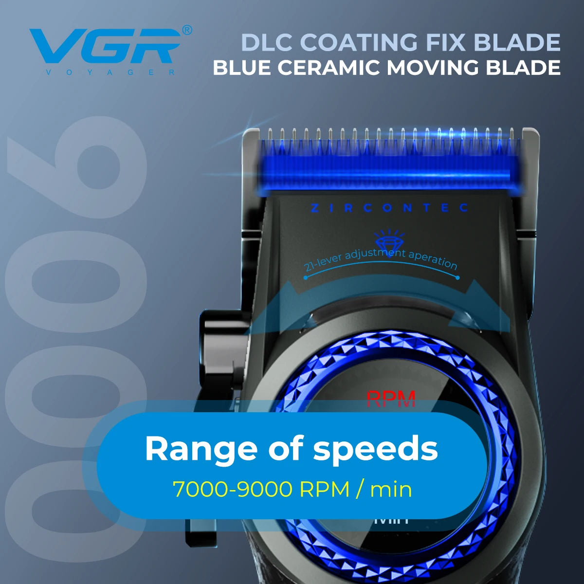 VGR V-001 profesionalni strižnik za lase 9000 RPM BLDC 300-minutno delovanje