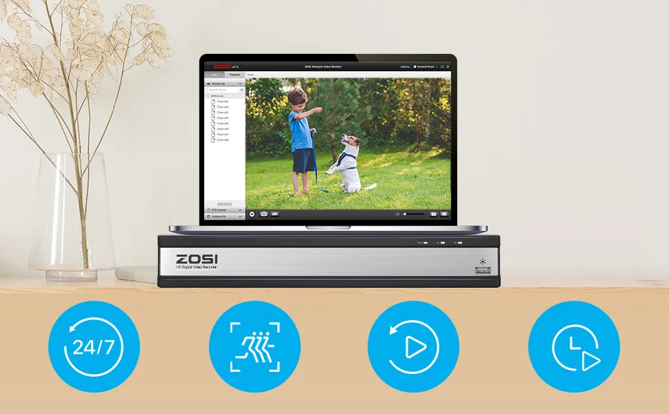 Žični varnostni sistem s kamerami ZOSI 16CH 1080p – DVR H.265+ z zaznavanjem ljudi in vozil