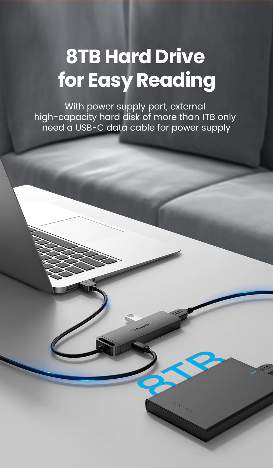 Vention USB 3.0 Hub 4‑Port | 5Gbps High‑Speed Multiport Splitter for Laptop & Desktop