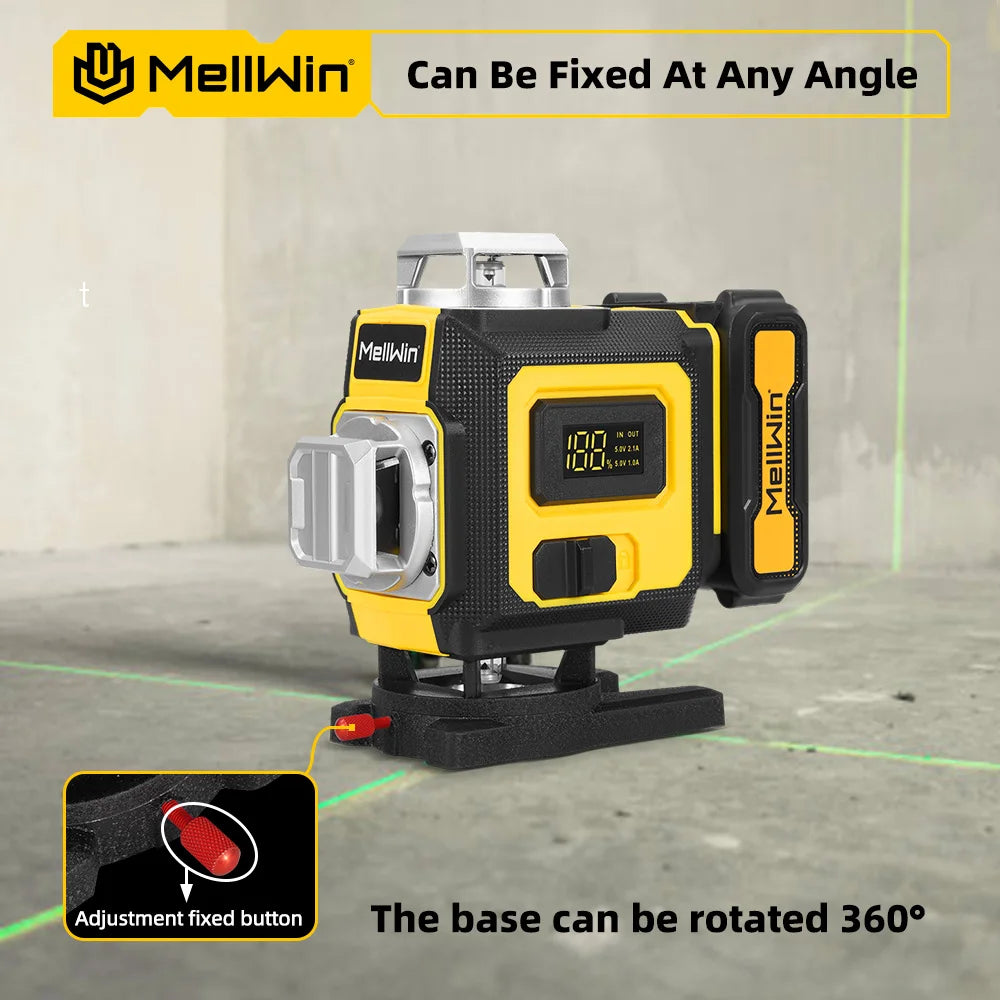 MELLWIN 16 Lines Laser Level APP Remote Control Selfleveling 360 Horizontal & Vertical Laser level With 6Ah Big Li-ion Battery - Limetastore
