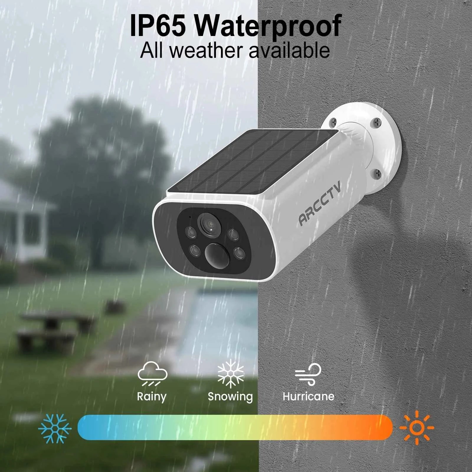 ARCCTV 2K Wireless Solar Camera Outdoor Surveillance Integrated Battery Wifi Camera Humanoid Detection Flash Alarm Night Vision - Limetastore