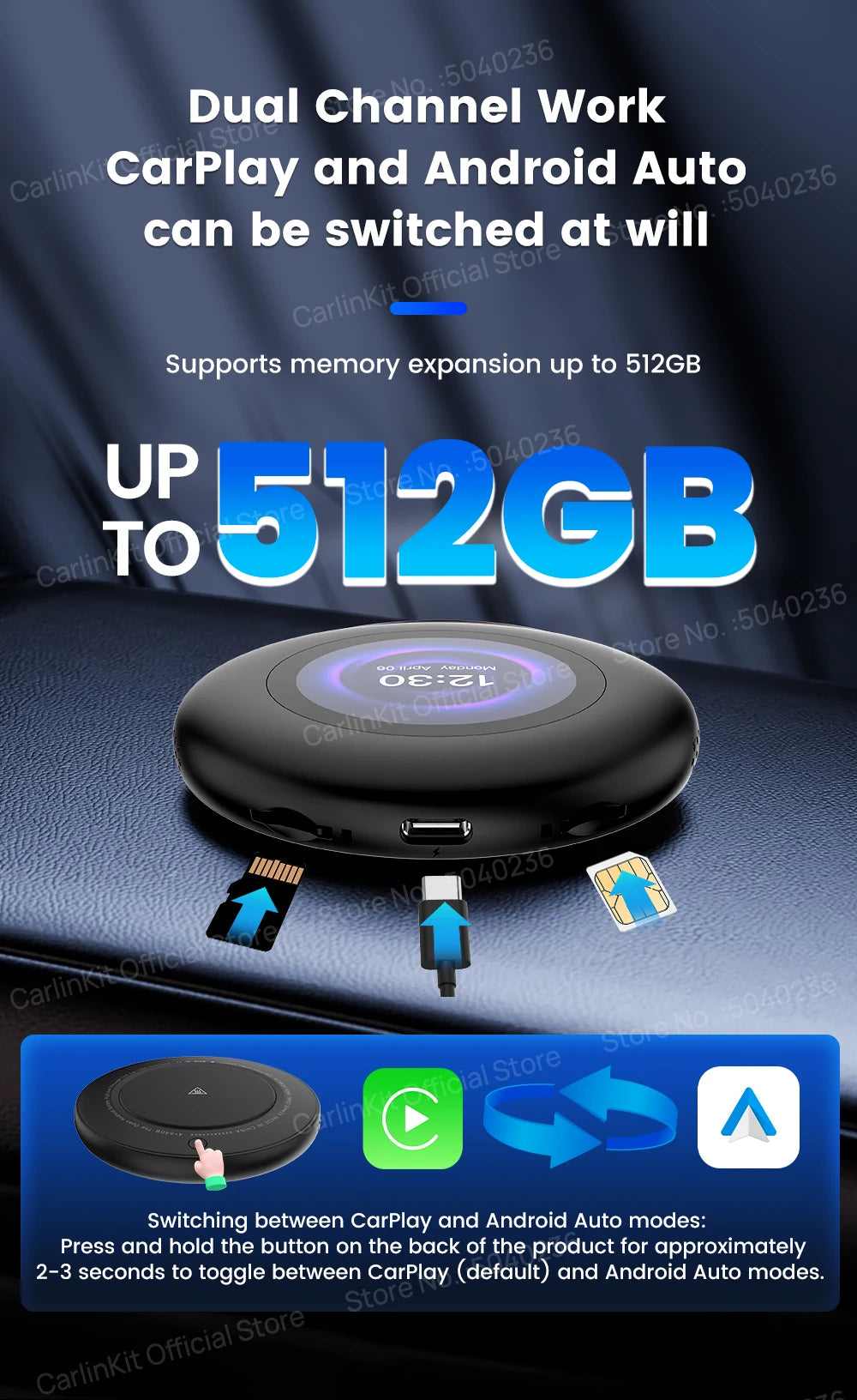 CarlinKit Tbox‑Ultra3 Android 15 5G LTE WiFi6 AI Box