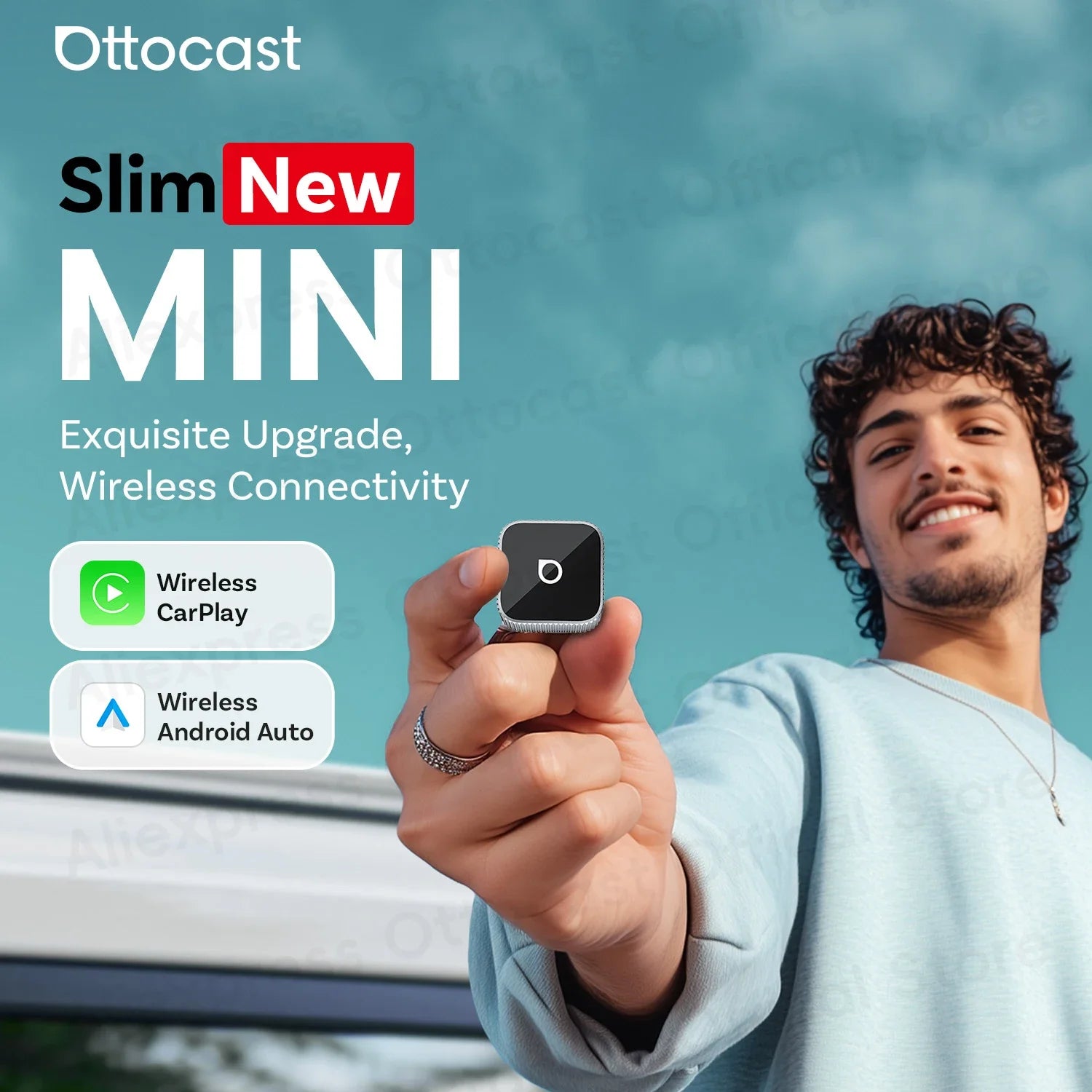 Brezžični adapter CarPlay & Android Auto OTTOCAST Cube MINI Slim