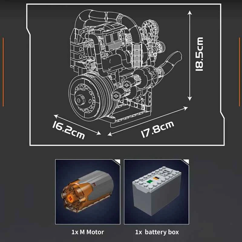 Mould King 10215 Motorized Supercar Engine Building Set | Technical Car Toy - Limetastore