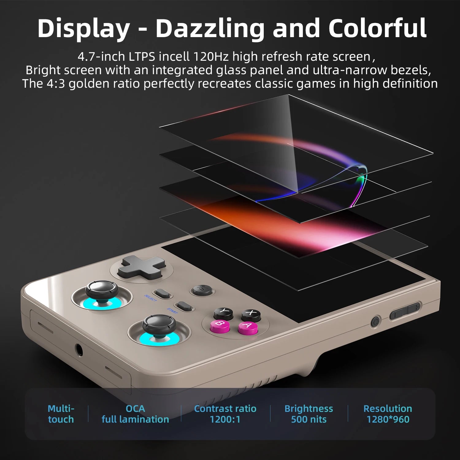 AMPOWN Anbernic RG477V Handheld Game Consoles 4.7-Inch LTPS Screen 120Hz Android 14 Portable Retro Video Gaming Player AI WIFI - Limetastore