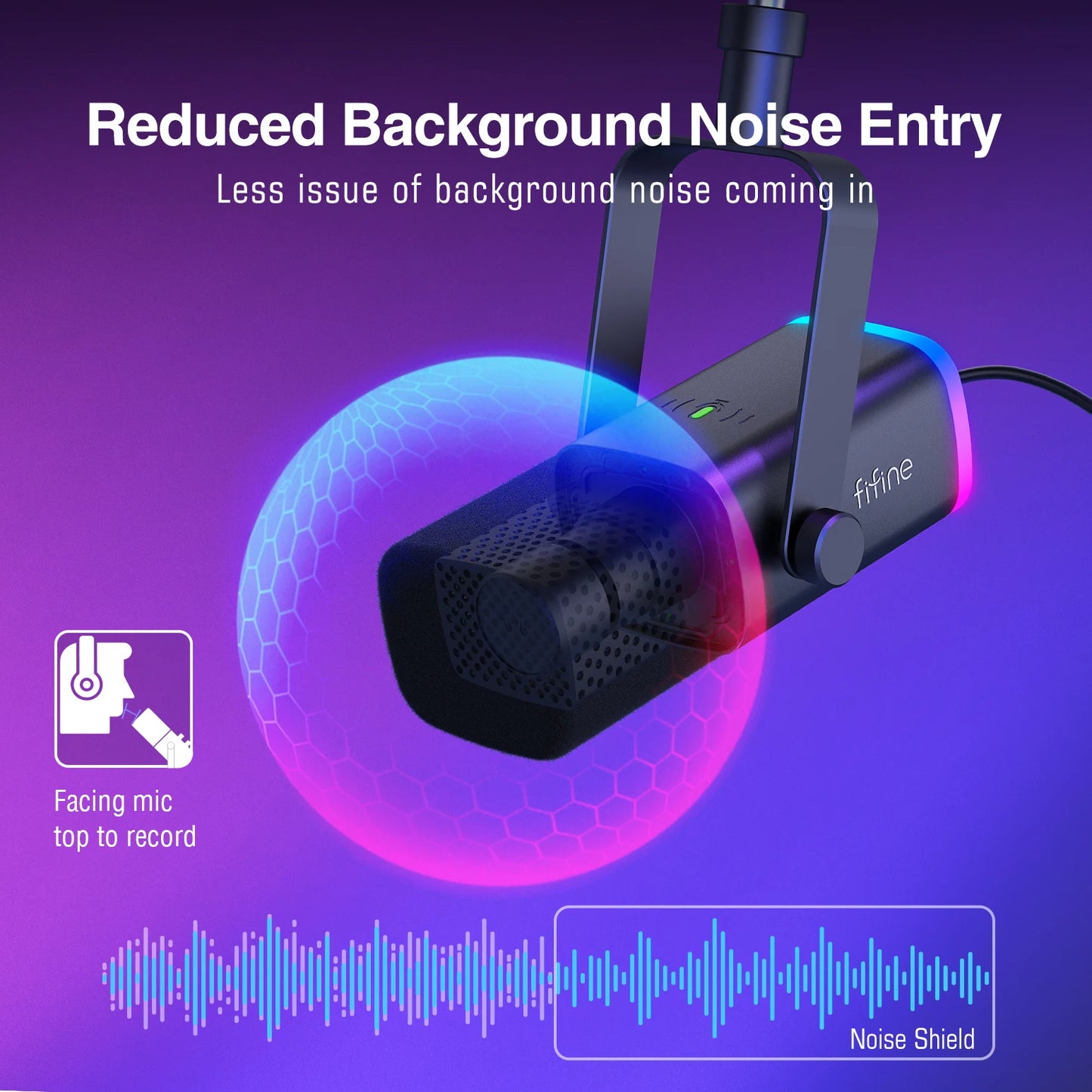 FIFINE AmpliGame AM8T USB/XLR Dynamic Mic Kit with Boom Arm & RGB - Limetastore