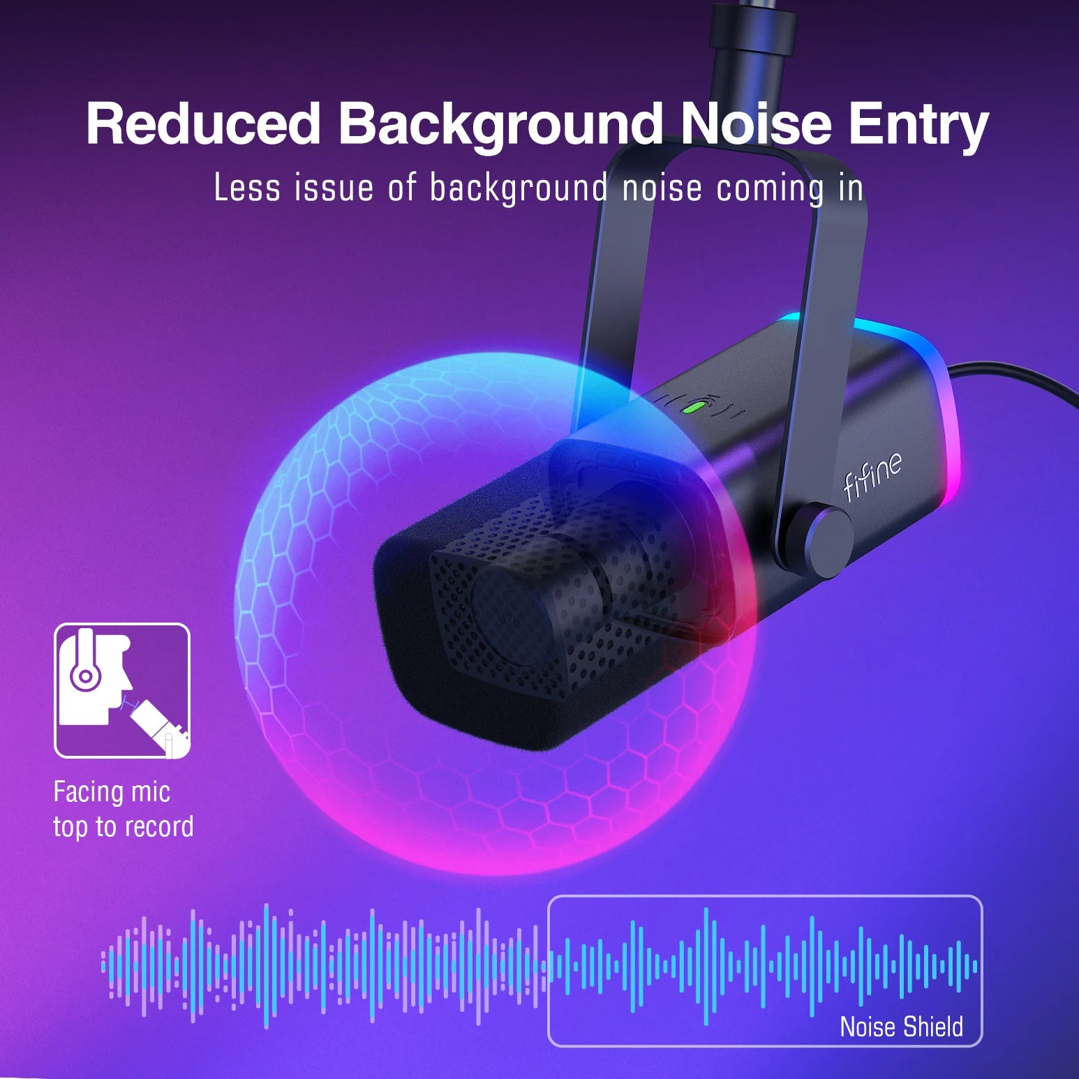 FIFINE AmpliGame AM8T USB/XLR Dynamic Mic Kit with Boom Arm & RGB - Limetastore