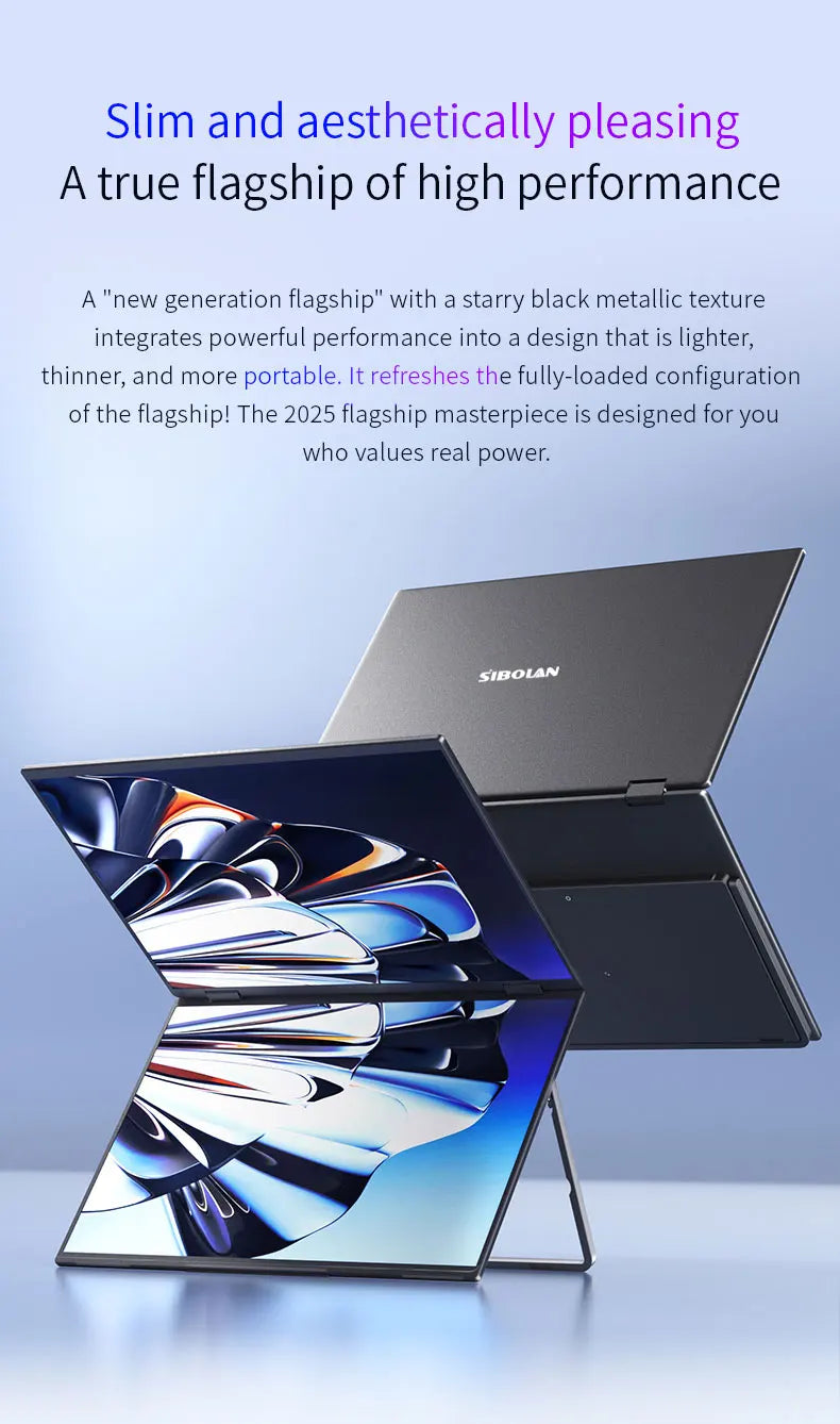 Sibolan 16 inch 2.5K Dual Screen Portable Monitor 2560*1600P 60Hz Foldable Extender USB-C HDMI Ports For Laptop Mac & Wins - Limetastore