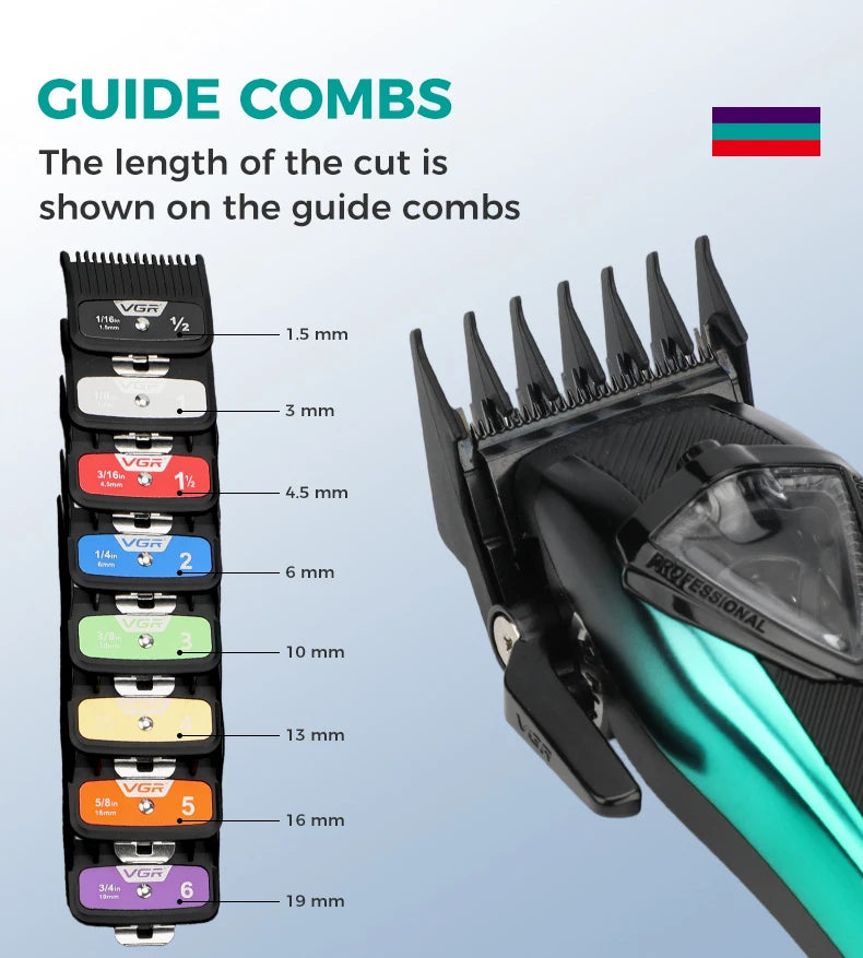 VGR Hair Trimmer Professional Hair Cutting Machine Vector Motor Hair Clipper 11000 RPM Barber Cordless Trimmer for Men V-883 S2