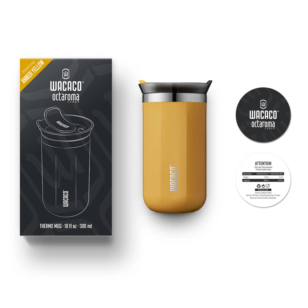 Wacaco Octaroma vakuumska izolirana skodelica za kavo – dvostenska potovalna termovka iz nerjavečega jekla z nepropustnim pokrovom, 180 ml / 300 ml / 450 ml termo skodelica