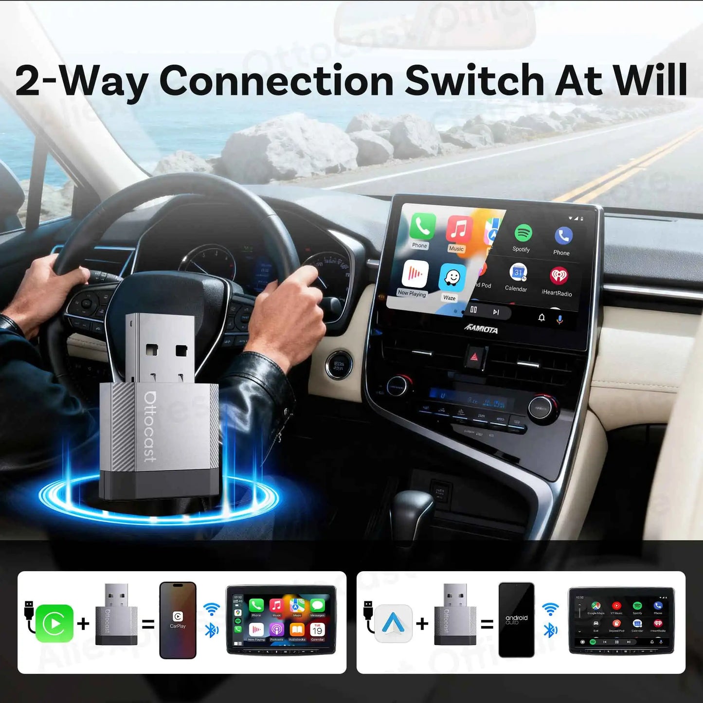 Brezžični adapter CarPlay in Android Auto OTTOCAST Mini Nova 3.0