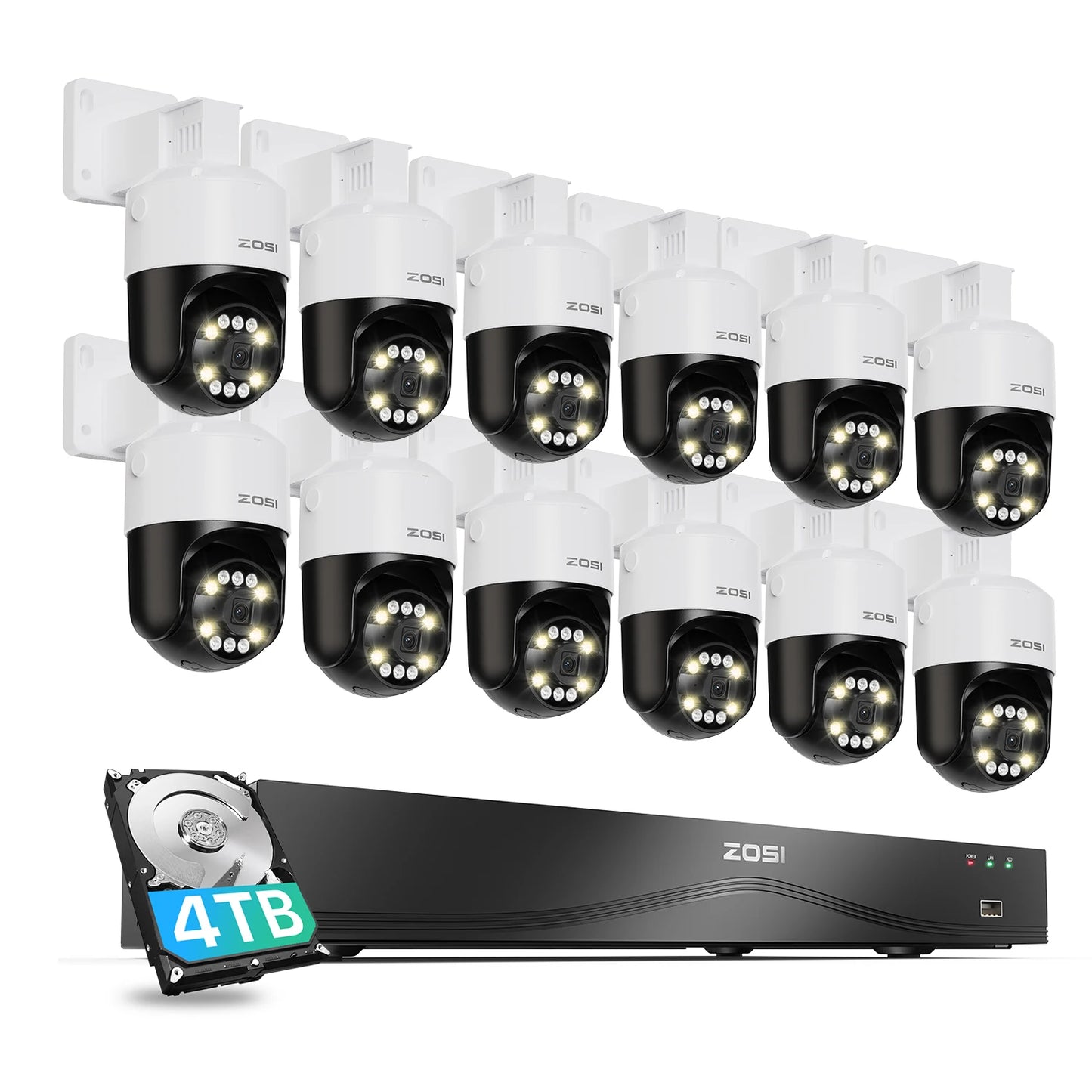 Varnostni kamerovni sistem ZOSI 4K 32CH PoE – 8MP zaznavanje ljudi/vozil z umetno inteligenco, NVR z dvojnim diskom in samodejno sledenje