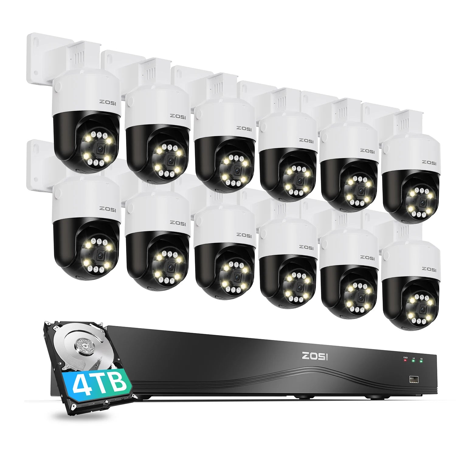 Varnostni kamerovni sistem ZOSI 4K 32CH PoE – 8MP zaznavanje ljudi/vozil z umetno inteligenco, NVR z dvojnim diskom in samodejno sledenje